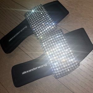 Alexander Wang Anya Crystal Flat Slide Sandals